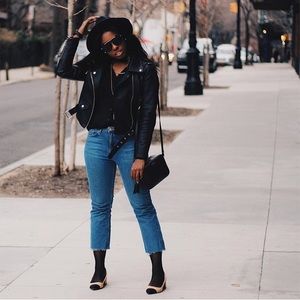 Topshop Cropped Kick Flare Raw Hem Jeans